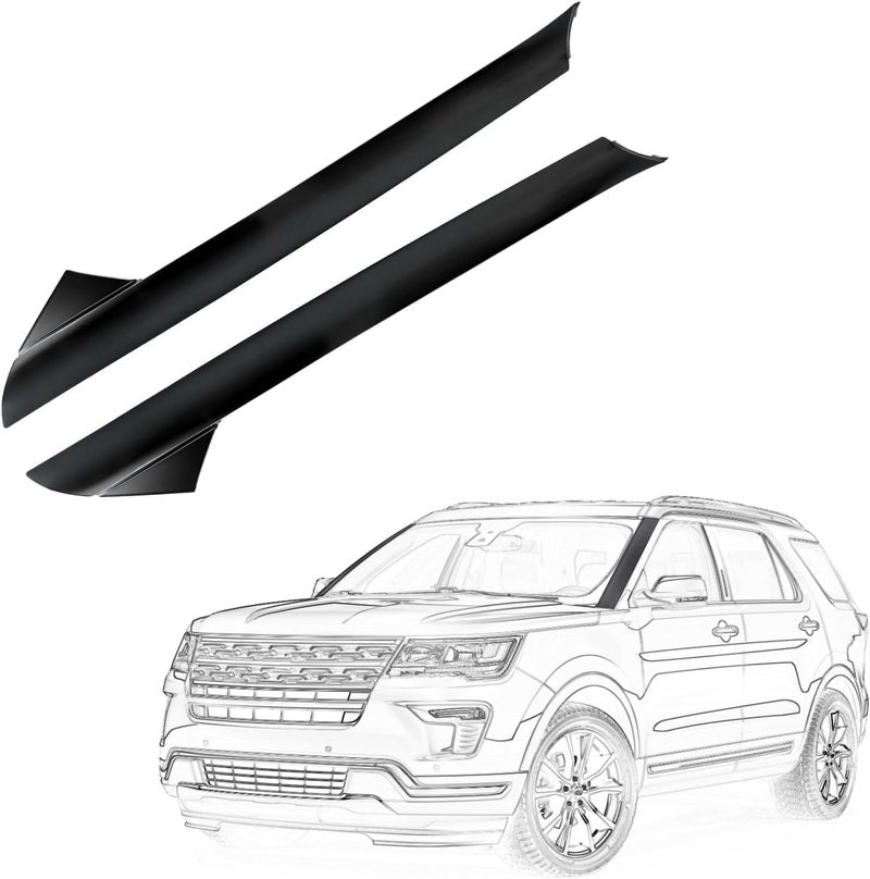 AIKEPT Windshield A-Pillar Trim Molding Outer Set, Compatible with Ford Explorer 2011-2019, Left Driver & Right Passenger Side Gloss Black Panel, Replaces 926-450, 926-451, BB5Z7803144AA - Image 1